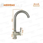 Griferia Cocina Canilla Monocomando Metalica Curvo 6019 – vista posterior