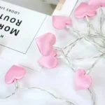 Guirnalda led de corazones rosas de felpa a pila - Imagen 4