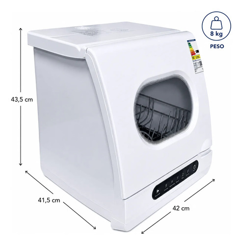 Lavavajillas compacto automático de mesada 6 cubiertos blanco 800w - Image 10