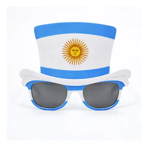Lentes anteojos de argentina celeste y blanco cotillón Zle3601 – vista posterior