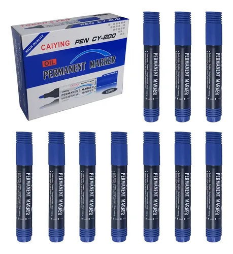 Marcadores fibrones permanentes azules X 10 unidades 9502-3
