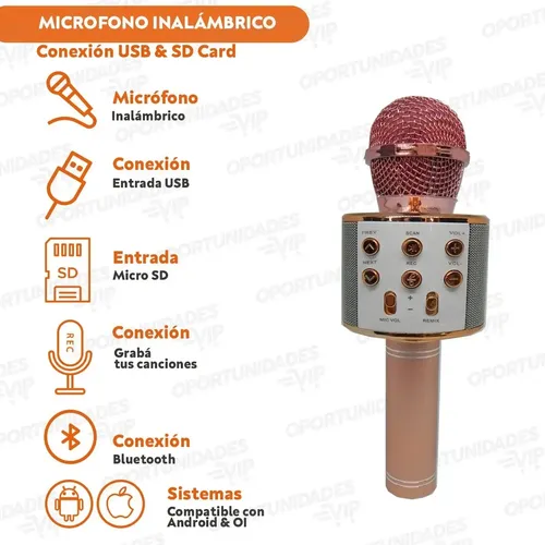 Micrófono parlante inalámbrico karaoke - Ws-858 - Imagen 3