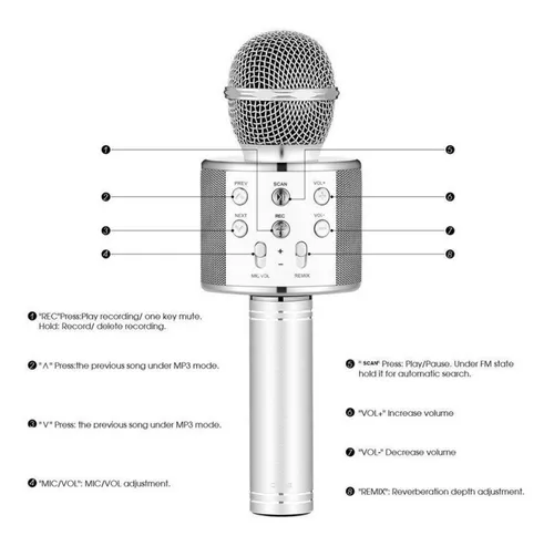 Micrófono parlante inalámbrico karaoke - Ws-858 - Imagen 10