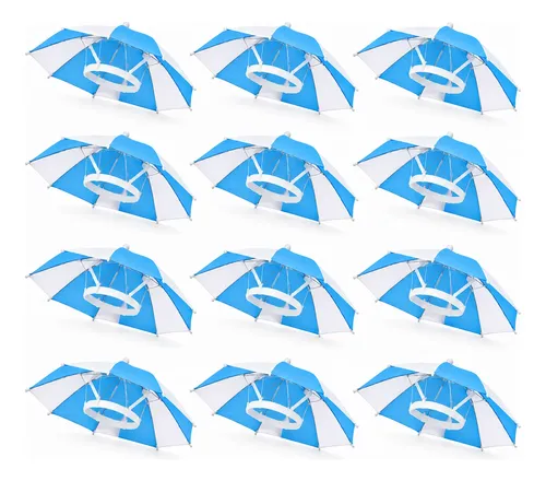 Pack X12 Gorros Paraguas Sombreros Argentina Sombrilla 45 Cm Celeste Y Blanco - Image 1