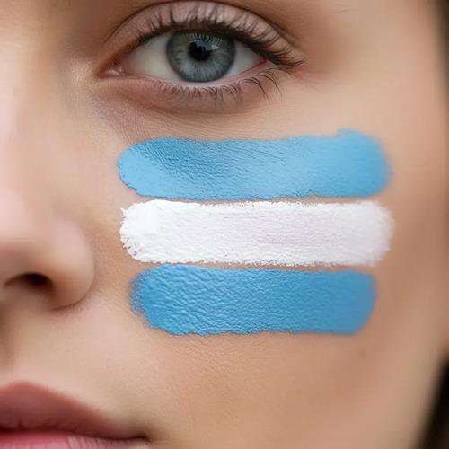 Pack X6 pinturas facial maquillaje celeste y blanco selección Argentina - Image 4