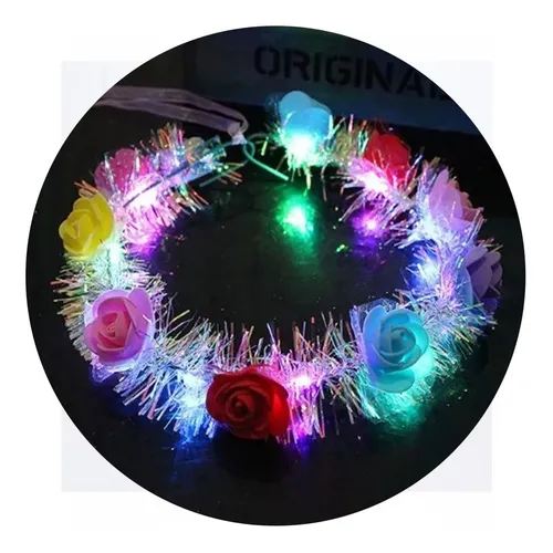 Pack X 14 Vinchas Hawaiana Guirnalda Flores Multicolor Led - Imagen 1