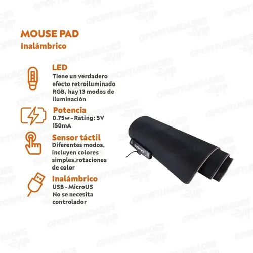 Pad Grande Led Gamer Mouse Teclado Pc Antideslizante 80 X 30 – vista superior