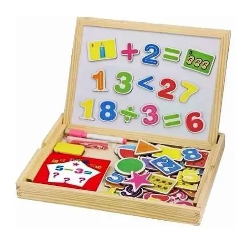 Pizarra Magnética Dibujo Doble Caja Madera Accesorios 30x23 - Imagen 1