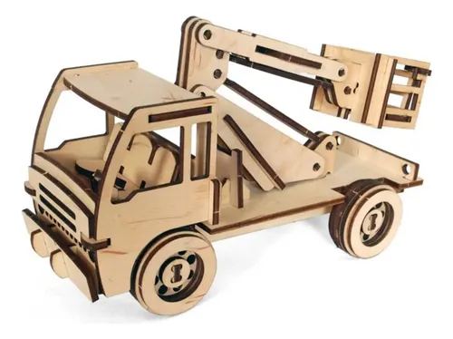 Puzzle 3d Rompecabezas De Madera Camion Con Elevador Wa00119 - Imagen 1