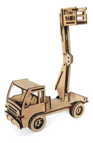 Puzzle 3d Rompecabezas De Madera Camion Con Elevador Wa00119 - Imagen 2