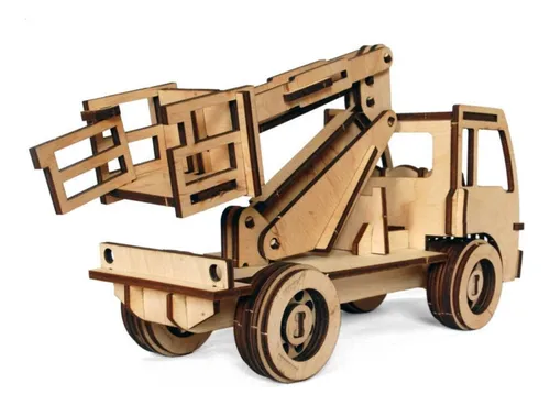 Puzzle 3d Rompecabezas De Madera Camion Con Elevador Wa00119 - Imagen 3