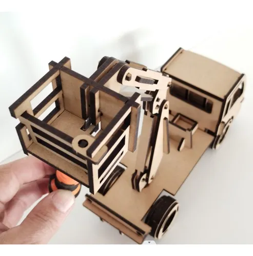 Puzzle 3d Rompecabezas De Madera Camion Con Elevador Wa00119 - Imagen 4