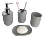 Set Baño Jabonera + Dispenser Jabón Liquido + Vaso Enjuague – vista superior