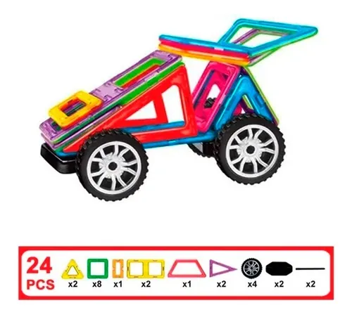 Set De Construcción Magnéticos 24 Y 25 Piezas Modelo Auto - Imagen 11