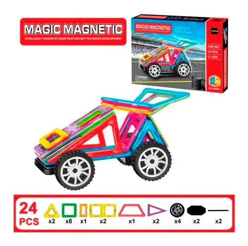 Set De Construcción Magnéticos 24 Y 25 Piezas Modelo Auto - Imagen 12