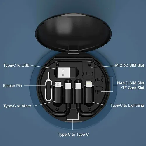 Set adaptador cable USB iPhone Samsung carga 60w P229 - Imagen 4