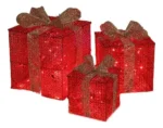 Set X3 Cajas Regalo Adorno Árbol Navidad Luz Led Calida 220v - Imagen 9