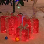 Set X3 Cajas Regalo Adorno Árbol Navidad Luz Led Calida 220v - Imagen 10