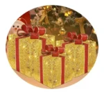 Set X3 Cajas Regalo Adorno Árbol Navidad Luz Led Calida 220v - Imagen 2