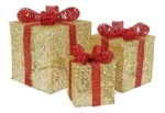 Set X3 Cajas Regalo Adorno Árbol Navidad Luz Led Calida 220v - Imagen 5