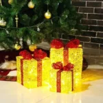 Set X3 Cajas Regalo Adorno Árbol Navidad Luz Led Calida 220v - Imagen 4
