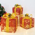 Set X3 Cajas Regalo Adorno Árbol Navidad Luz Led Calida 220v - Imagen 12