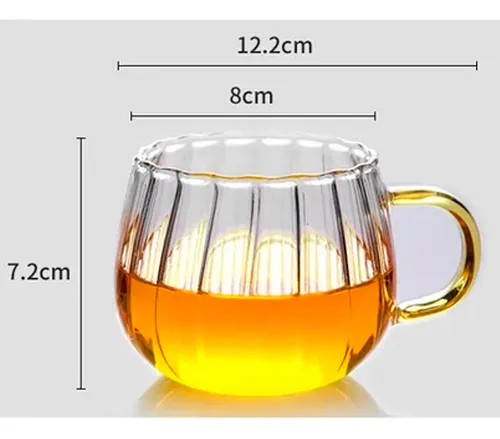 Taza Vidrio De Té Borosilicatada 350ml Mango Dorado Mt09044 - Imagen 3