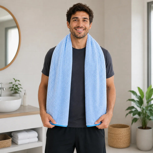 Toallón de secado rápido súper absorbente celeste 70 X 140 cm 25503