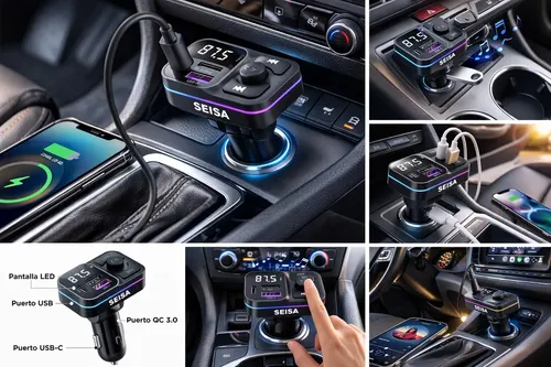 Transmisor FM bluetooth para el auto con cargador USB Qm-k9015 - Image 2