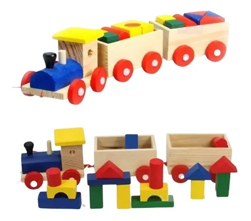 Trencito Infantil Con Vagones Y Bloques Madera Mt03174 – vista superior