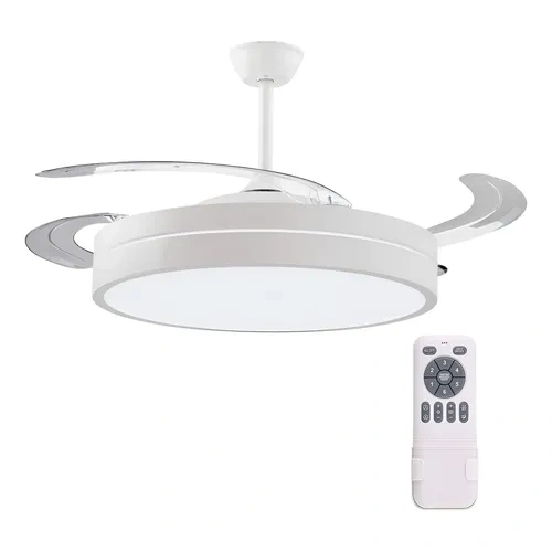 Ventilador de techo con luz y 4 aspas retráctiles