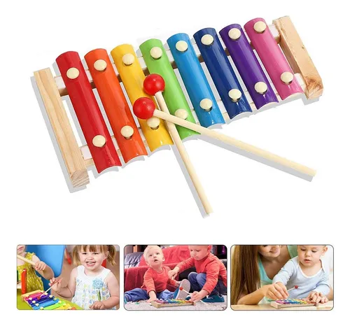Xilofon Madera Infantil 8 Notas Juguete Musical Dinosaurio - Imagen 6
