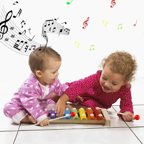 Xilofon Madera Infantil 8 Notas Juguete Musical Dinosaurio - Imagen 5