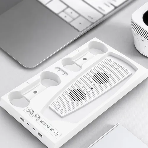 Base De Apoyo Y Carga Soporte De Consola Ps5 Con Cooler Gp10 Blanco - Imagen 3