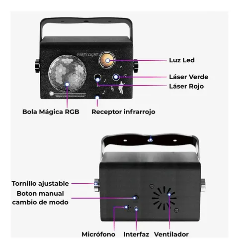 Bola Magica Luz Laser Control Remoto Audiorritmica Ems-45 - Imagen 8