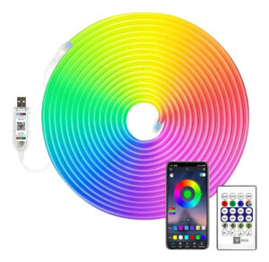 Tira de luces usb led luz neon 5 metros con control rgb-ic – vista lateral