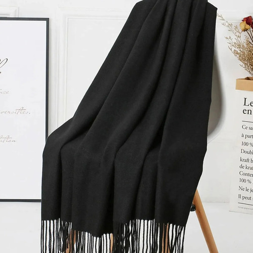 Bufandon Unisex Bufanda Grande 160x29 Cm Invierno Frio Kd35 Color Crema Diseño De La Tela Liso Talle Único - Imagen 8