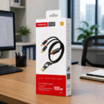 Cable Usb Mallado 4 En 1 Cagador Datos Reforzado 100w T-xs11 Negro - Imagen 4