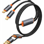 Cable Usb Mallado 4 En 1 Cagador Datos Reforzado 100w T-xs11 Negro