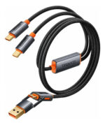 Cable Usb Mallado 4 En 1 Cagador Datos Reforzado 100w T-xs11 Negro