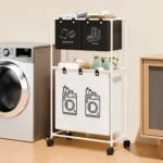 Cesto Canasto Organizador Para Ropa Sucia 3 Divisiones 50022 Blanco Con Negro 50022 - Imagen 2