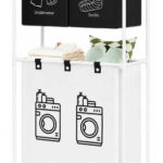 Cesto Canasto Organizador Para Ropa Sucia 3 Divisiones 50022 Blanco Con Negro 50022