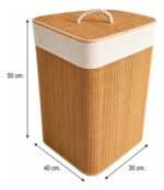 Canasto cesto plegable para ropa rectangular de bambú 26051 - Imagen 2