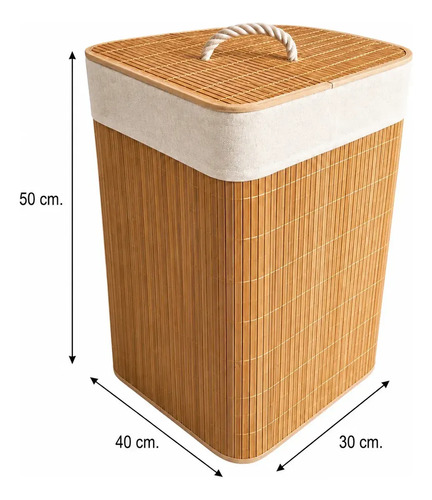 Canasto cesto plegable para ropa rectangular de bambú 26051 - Imagen 2