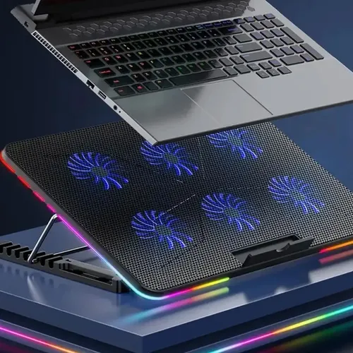 Cooler para notebook con 6 ventiladores multicolor antideslizante Dn-h639 - Imagen 3