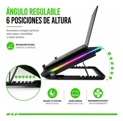 Cooler para notebook con 6 ventiladores multicolor antideslizante Dn-h639 - Imagen 8