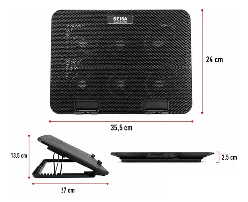 Cooler para notebook con 6 ventiladores multicolor antideslizante Dn-h639 - Imagen 9