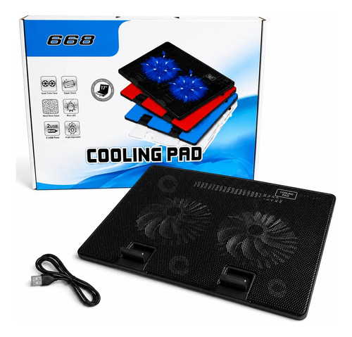Base cooler doble enfriamiento para notebook 17 pulgadas Usb B-9 - Imagen 2