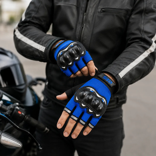 Guantes Medio Dedo Urbano Con Proteccion Motos Bicicleta - Imagen 5