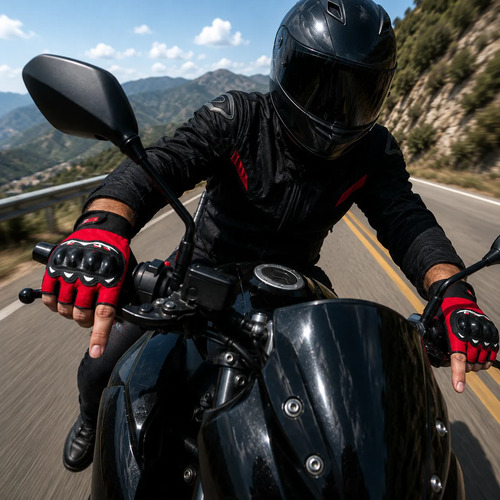 Guantes Medio Dedo Urbano Con Proteccion Motos Bicicleta - Imagen 3